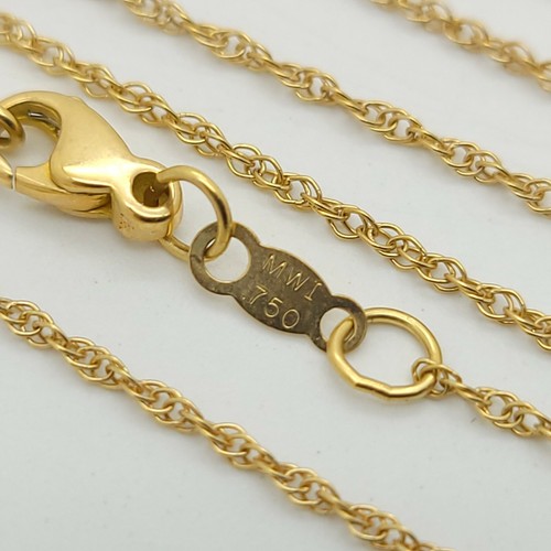Collar de cadena fino de 18' firmado MWI de oro amarillo de 18k 750 de 1 mm con eslabones retorcidos - Imagen 7 de 12