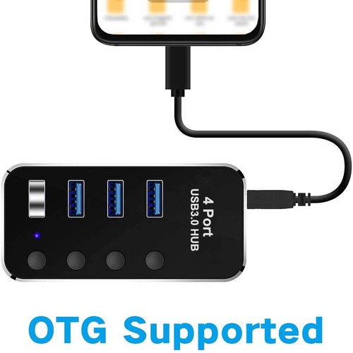 USB-C to USB 3.0 4-Port Hub Type-C Adapter with Powered AC Computer Laptop - Picture 7 of 8