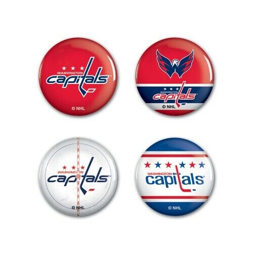 Washington Capitals Wincraft NHL Button Pins 4 Pack 1-1/4" Round FREE SHIP!