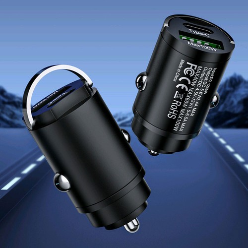 Cargador de teléfono 100W USB tipo C QC3.0 carga rápida negro accesorios interiores de automóvil - Imagen 5 de 12
