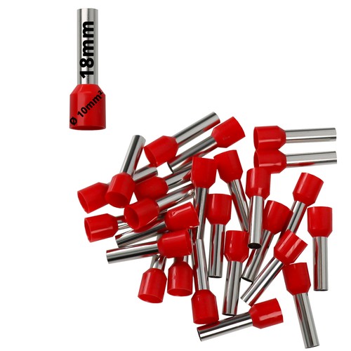 Aderendhülsen 10mm² lang rot isoliert Hülse 18mm Gesamtlänge 28mm - Bild 4 von 10