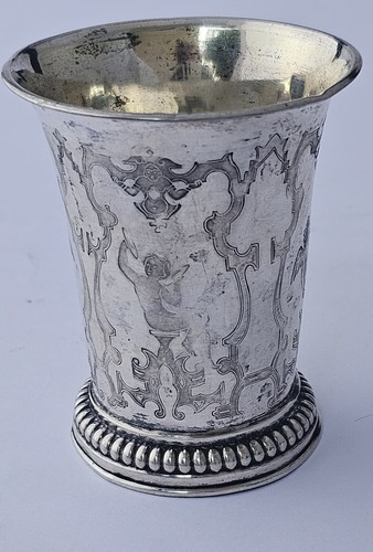 Silber Becher  Vergoldet Feine Stichelarbeit Vor 1851 Gestichelt MUSEN ENGEL - Bild 3 von 14