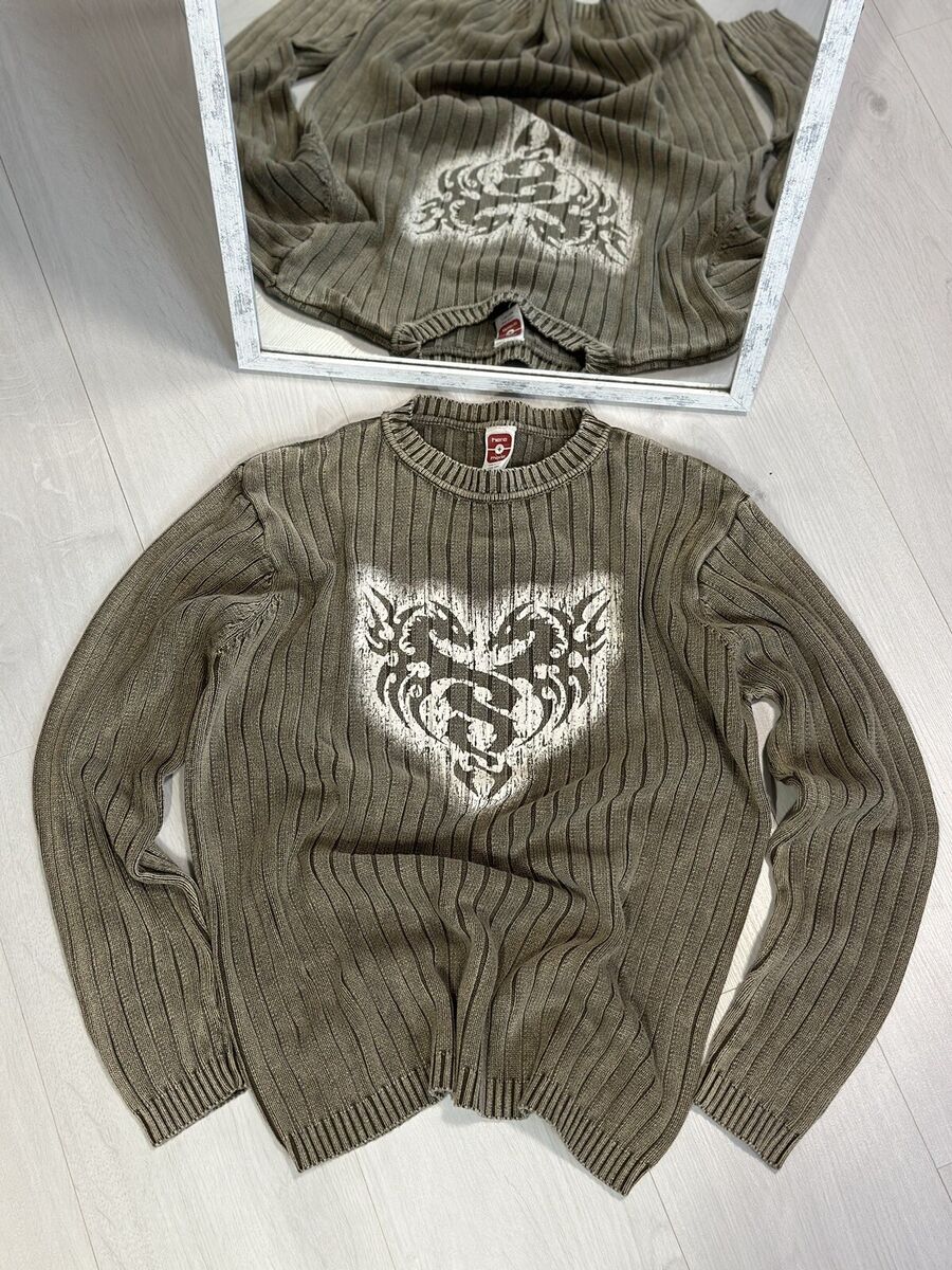 Vintage Japanese Y2K Ribbed Diesel Style Opium Knit Sweater Vintage Japanese Y2K Ribbed Diesel Style Opium Knit Sweater