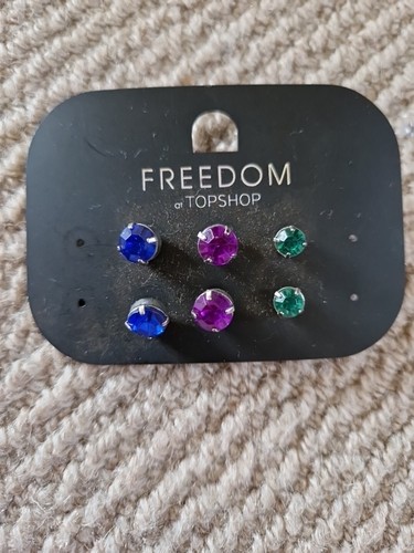 Topshop Freedom Earring Bundle Pairs Stud Diamanté Circle Square Studs UK NEW - Picture 3 of 6