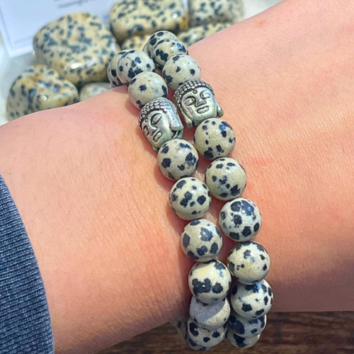Dalmatian Jasper 8mm Bead Bracelet For Loyalty Friendship Grounding Root Chakra - Picture 3 of 5