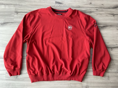 Ashworth Weather System Pullover Windbreaker Jacket Red V-Neck Pebble Beach Logo - Picture 1 of 14