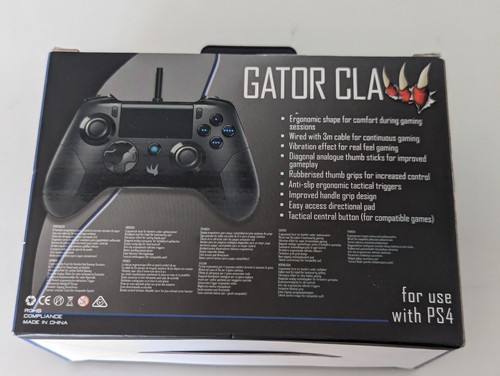 Gator Claw PlayStation 4 Wired Controller - Black - New In Box ! - Picture 3 of 3