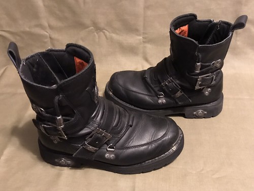 Mens Harley-Davidson D94167 Distortion Skull Leather Motorcycle Boots Size 9.5M - Picture 3 of 12