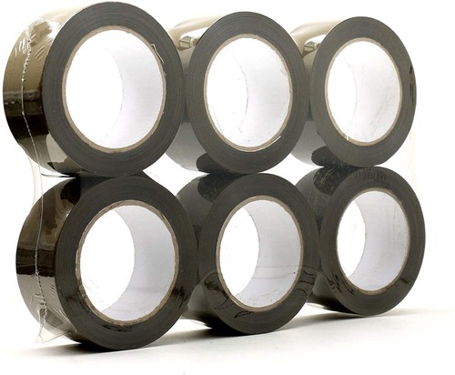 6 Rotoli Nastro Imballaggio Sigillante Scatola Cartone Marrone Premium Spessore 2,5 Mil 2"x110 iarda - Foto 1 di 5