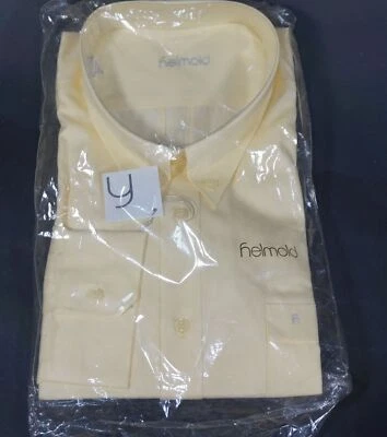 Original helmold Business Chemise Homme Manches Jaune Taille 44 100% Coton Avec - Photo 1/4