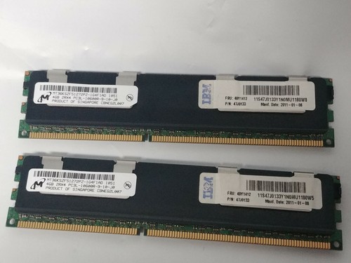 8GB Micron 2x4gb 2Rx4 PC3L-10600R-9-0-JO Registered ECC Memory DDR3 IBM 49Y1412