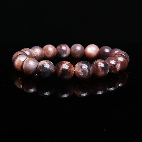 Pulsera de cuentas de cristal de piedra solar negra natural de 11,5 mm C0995 - Imagen 4 de 8
