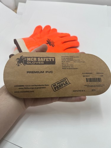 Pair of Hi-Vis Orange PVC Coated Insulated Work Glove Double Dipped Sandy Finish - Picture 3 of 6