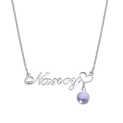 Custom Name Necklace Birthstone Pendant - Stainless Steel Chain Gift for Women - Picture 20 of 22