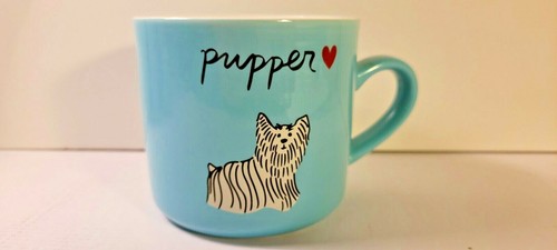 Large Opalhouse Ceramic Coffee Cup Light Blue with White Shaggy Pupper 14oz - Picture 2 of 5