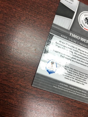 2018 Panini Prizm World Cup Soccer SILVER PRIZM Germany TIMO WERNER #98 - Picture 11 of 12