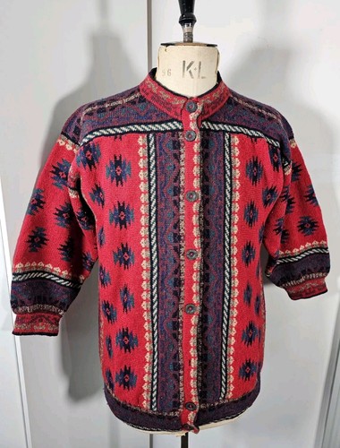 Buttercup Knitwear Vintage Cardigan Large 100% Wolle Fair Isle Made in England