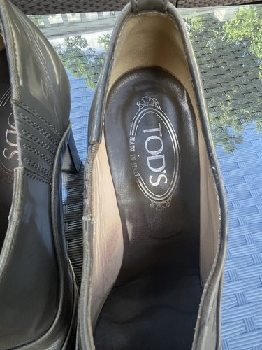 Tods Womens Grey Patent Leather Chunky Heeled Ankle Booties Boots Size 41 - Picture 6 of 7