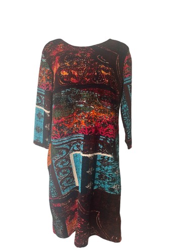 ORIENTIQUE Dress Size Medium 14 Multi Paint Effect Shift Womens NEW EU42 RRP £95 - Picture 6 of 12