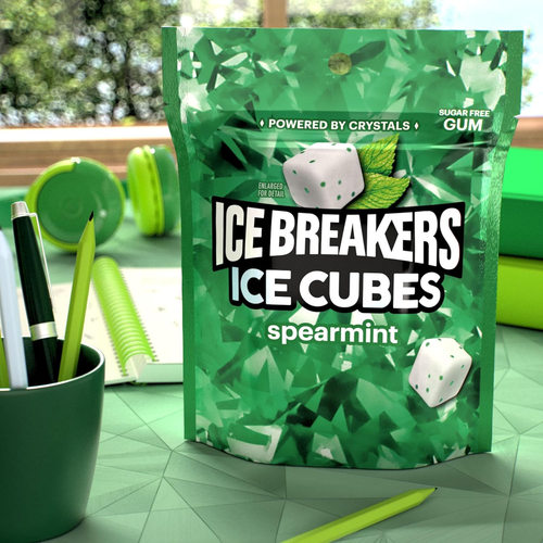 Ice Cubes Spearmint Sugar Free Chewing Gum Pouch, 8.11 Oz (100 Pieces) - Picture 6 of 12