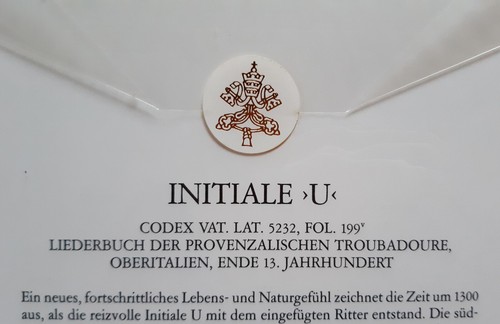 Initiale "U" Codex Vat. Lat. 5232, Troubadoure Ritter, Faksimile Passpartout OVP - Bild 5 von 7