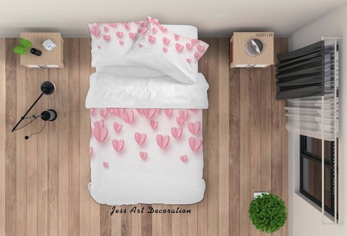 3D Stereoscopic Love White Quilt Cover Set Duvet Cover Bedding Pillowcases 1436 - Picture 2 of 10