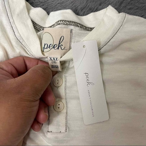 NWT peek kids Henry cream long sleeve shirt size xxl - Picture 3 of 7