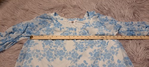 Lauren Conrad Women's Blue/White Polyester Floral Long Sleeve Blouse Tops Size L - Picture 5 of 7