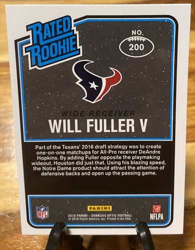 Gorgeous💎2016 Optic Will Fuller V Rated Rookie RC #200 - Picture 2 of 3