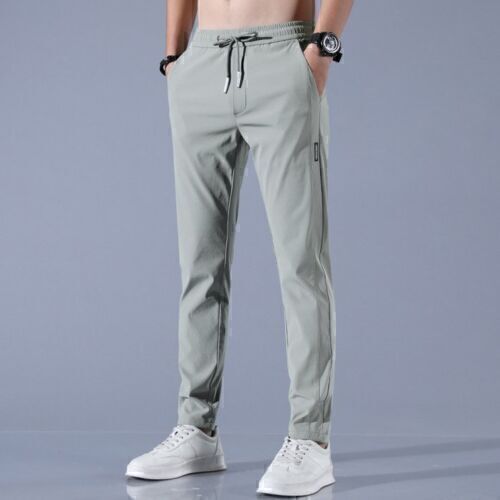 Men's Fast Dry Stretch Pants Casual High Elastic Waist Business Classic Trousers - Picture 14 of 15