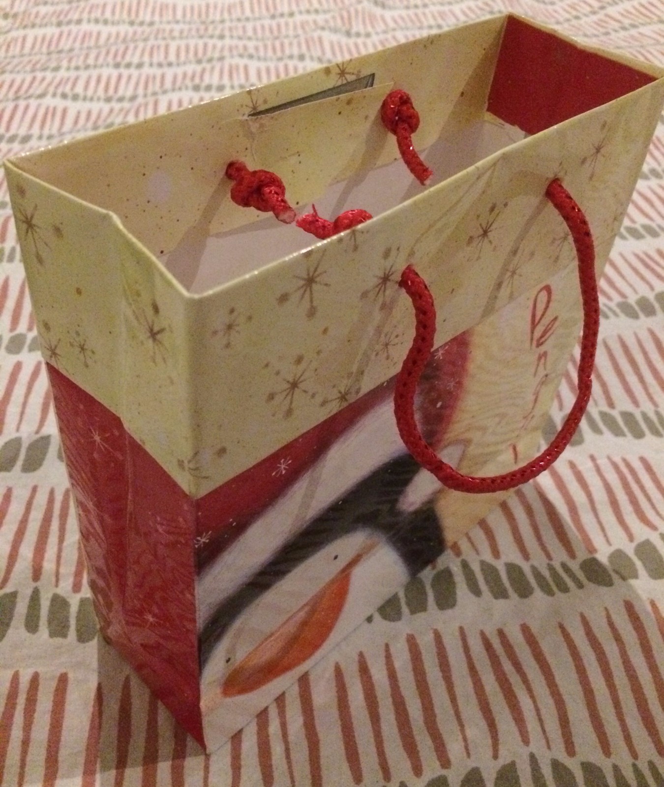 Christmas Present Gift Bag Santa Penguin Design with Tag Tag Tag Presents Gifts 7 x 7 088127 Christmas Present Gift Bag Santa Penguin Design with Tag Tag Tag Presents Gifts 7 x 7 088127