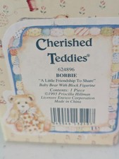 ADORABLE CHERISHED TEDDIES BOBBIE "A LITTLE FRIENDSHIP TO SHARE"