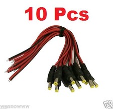 10pcs.- 2.1x5.5 mm Male plug 12V DC Power Pigtail for CCTV Security Camera