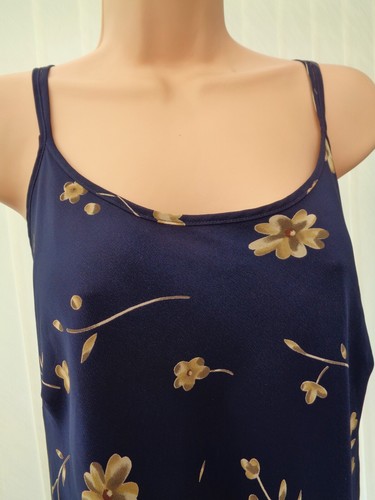 K22 Vintage C&A durchsichtig blau gold Blumen Chiffon Nachthemd Negligee Set M 14 16 18 neu ohne Etikett - Bild 3 von 12