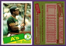 Rickey Henderson Oakland Athletics / A's 1985 Topps Baseball Base Card #115