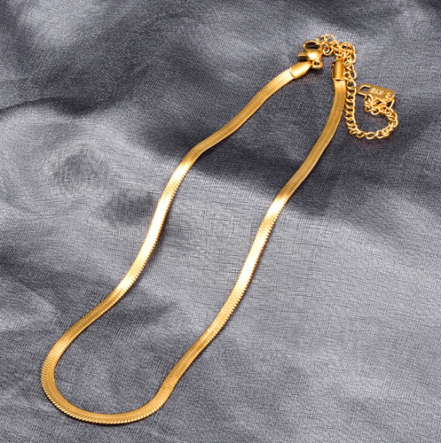 Damen Edelstahl Halskette 3 mm Fischgrät Schlüsselbein flache Kette 16-18" PE46 - Bild 3 von 12