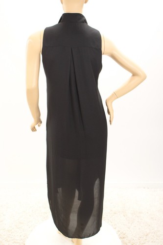 Sleeveless Maxi Dress Lagenlook Womens Size Small Black Shirt Tail Hem Lined USA - Picture 3 of 6