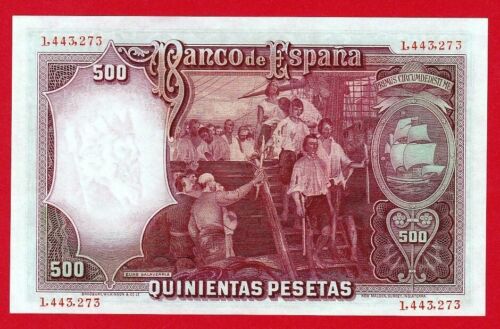 UNC, 500 Pesetas, 1931 ''Elcano'' SPAGNA. - Foto 2 di 2