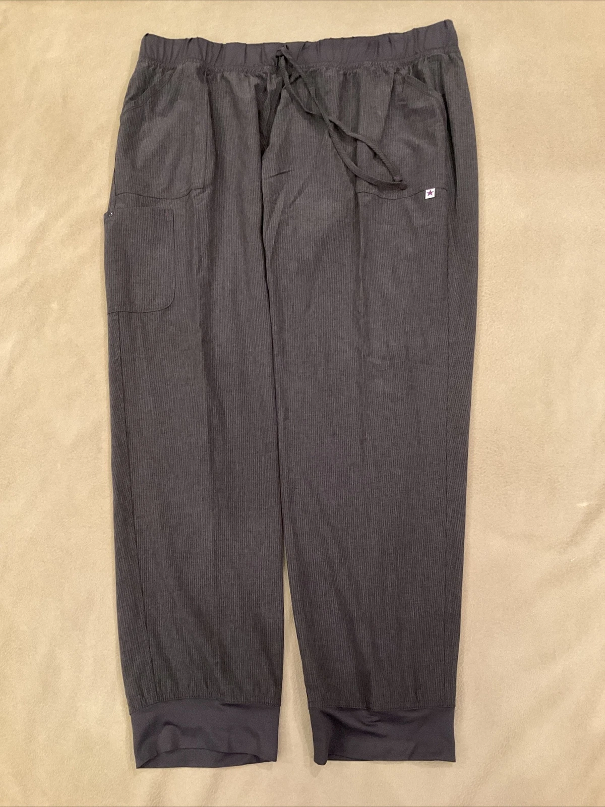 Scrubstar 3X Scrub Pants Supreme Yoga Drawstring Grey Stripe Nwt