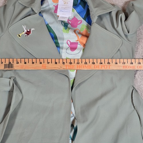 Disney Parks Alice in Wonderland Tea Party White Rabbit Trench Coat Womens Sz XS - Picture 8 of 13