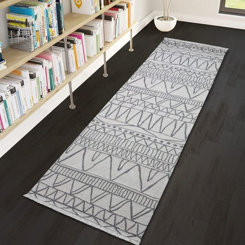 Cream Grey Rug with Tassels Washable Cotton Berber Pattern Large Small Area Mat - Picture 37 of 63