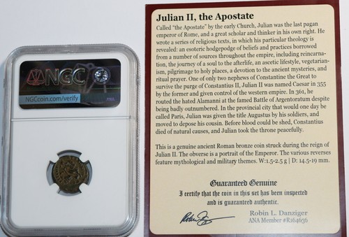 JULIAN II the Apostate ROMAN EMPEROR AD 360 COIN NGC CERTIFIED & COA GLADIATORS - Picture 2 of 5