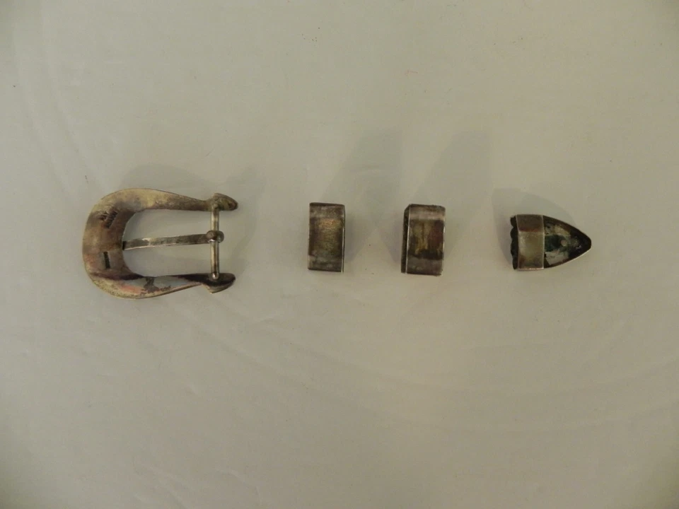 Ray Adakai Vintage Navajo Native American Jewelry Silver Ranger Belt Buckle Set - Image 3 of 4