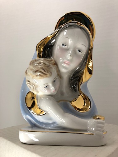 Madonna Mary and Child with Gold Accents Incent Holder Italian Porcelain Vintage - Picture 1 of 10