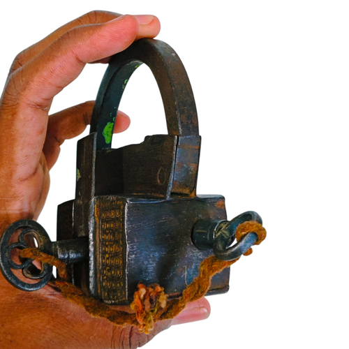 Old Antique Vintage Brass Work Tricky Puzzle System 2 Keys Iron Lock Collectible - Picture 5 of 11
