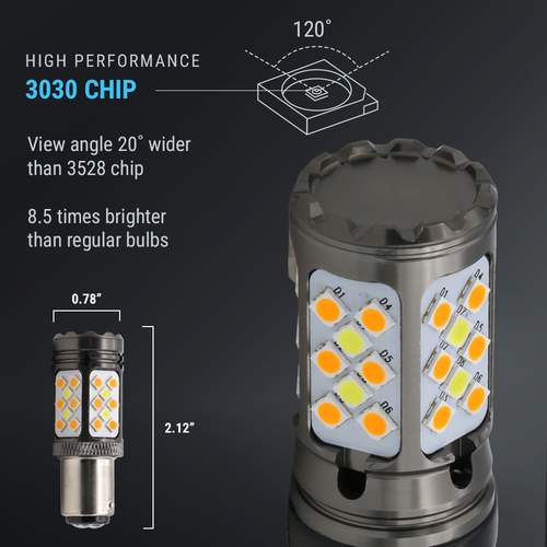 Syneticusa Error Free 1157 LED Switchback Decoding Turn Signal DRL Light Bulbs - Picture 3 of 7