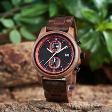 Classic wooden chronograph watch red | handmade handcrafted gift, personalised c
