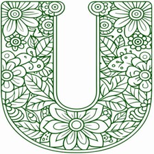 30 Custom Emerald Floral Letter U Personalized Address Labels