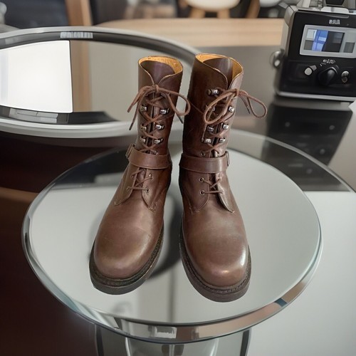 Giraudon NY Combat Boots Sz. 40 Women's 9/Men’s 7 Brown Leather Buckle Strap - Bild 2 von 8