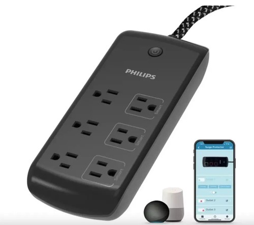 Philips Wi-Fi Power Strip with Surge Protection, 8 Ft Cord, Mobile or Voice, NEW - Picture 5 of 9